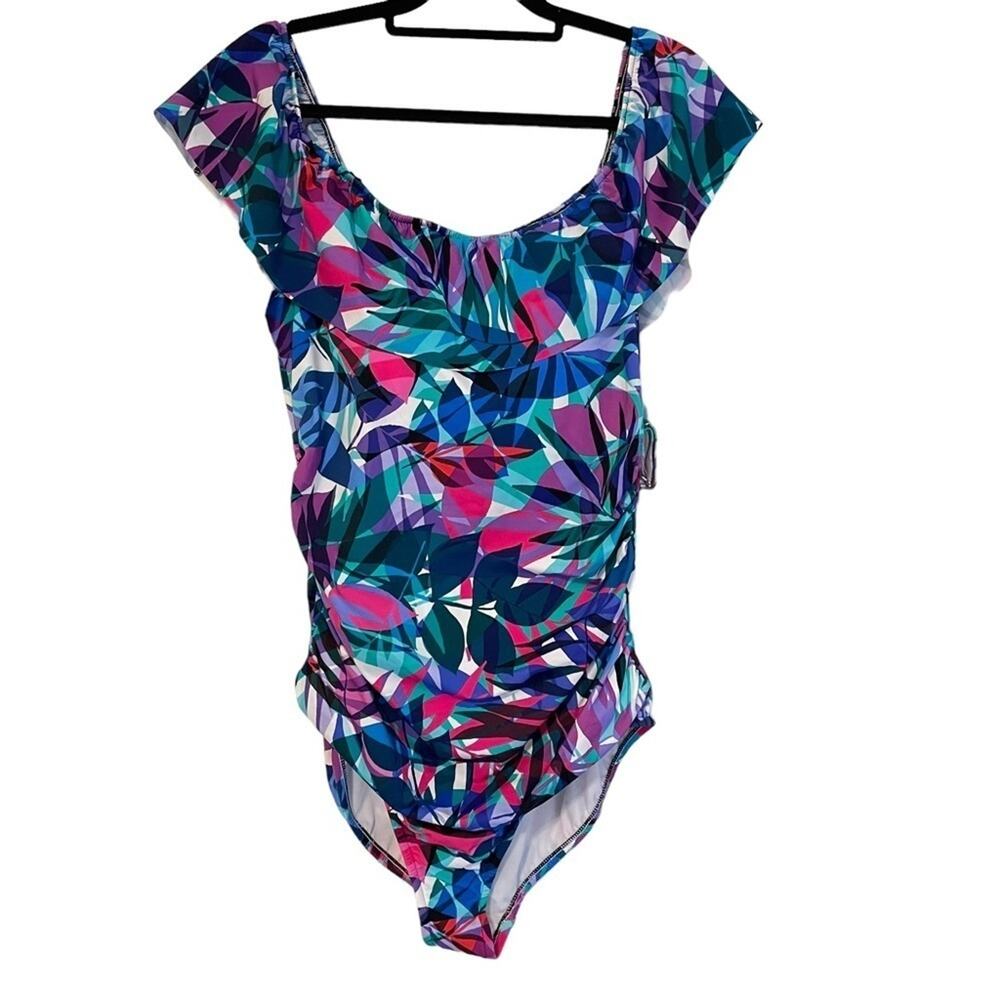 Swim Solutions Waist Minimizer Tropical Print One piece Swimsuit NWT Size 18‎ - Picture 10 of 10